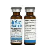 A box and vial of TM BioWater™ - Bacteriostatic Water (BAC) 30mL, glass vial by TM Biotech—FDA-registered, peptide-grade sterile water with 0.9% benzyl alcohol, ideal for peptide reconstitution.