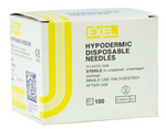 A box of MedPlus Exel Disposable Hypodermic Needles 20G x 1" includes 100 single-use, individually wrapped needles compatible with luer lock syringes. Price increased to $6.54 from $5.62 on 6/10/25.