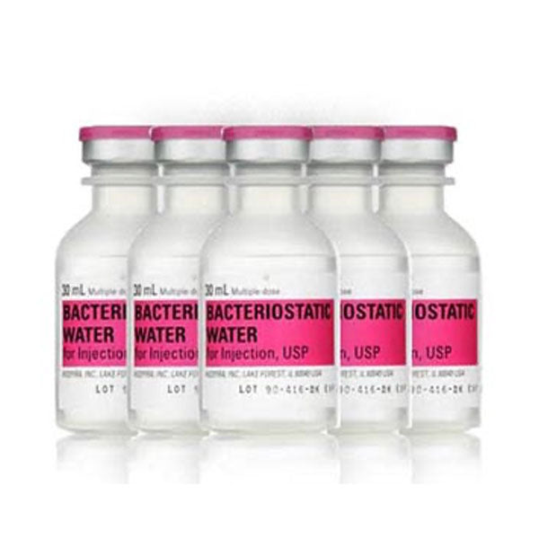The 30ml Bacteriostatic Water for Injection from Henry Schein comes in a 100-pack, featuring pink caps and labels. Each vial contains non-pyrogenic water with benzyl alcohol. Price will increase to $350 on 1/15/25 from the current $311.