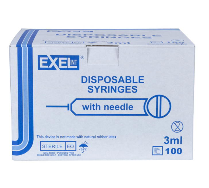 A MedPlus Exel 3cc Slip Tip Syringe with a low dead space plunger and measurement markings is displayed on a white background. Box of 100. Price increased to $11.38 from $9.81 on 6/10/25.