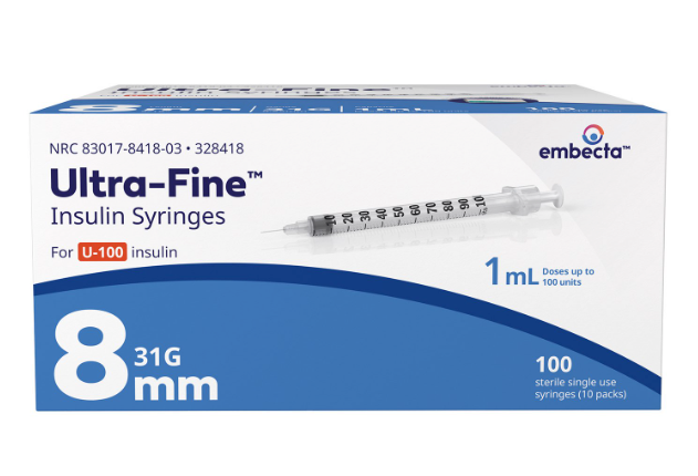Embecta (formerly BD) Insulin Syringes 1cc (1 mL) x 31G x 5/16