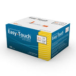 An MHC EasyTouch™ 1/2cc x 31G x 5/16" Insulin Syringes (Box of 100) with yellow text.