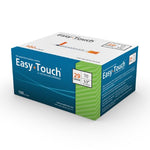 A MHC box containing blue and green text offering EasyTouch™ 1cc x 29G 1/2" Insulin Syringes (Box of 100) Sterile Vial Offerings.