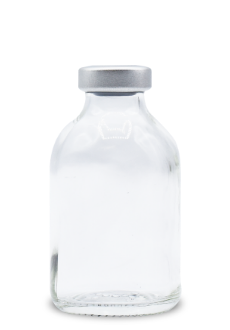 The ALK 30ml Sterile Empty Glass Vial (each) features a silver metal cap and is shown against a white background. Ideal for lab or medical use. Price increased to $3.56 each from $2.00 on 6/6/25.