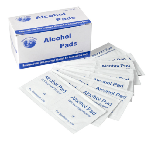 A box of MHC Medium Alcohol Prep Pads (100 OR 200 Pads per Box) on a white background, suitable for healthcare settings.