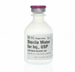 Henry Schein Sterile Water for Injection, USP 50mL (priced per vial) for medical injection kit essentials.