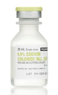 Henry Schein 0.9% Sodium Chloride Injection, USP, in a 20 mL bottle is a preservative-free sterile diluent for single use.