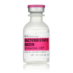 The 30ml Bacteriostatic Water for Injection by Henry Schein, priced at $3.50 as of 1/15/25, features pink and white packaging. It is infused with benzyl alcohol and delivers non-pyrogenic water for safe, reliable medical use.