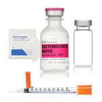 A Custom Item Small Injection Kit with bacteriostatic water for injection and insulin syringes.