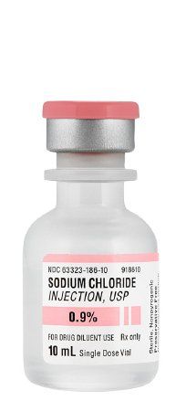 The *SALE* Sodium Chloride 0.9% Inj. USP (Preservative Free) 10mL by Henry Schein is a single-dose container, clearly labeled for use as a drug diluent.