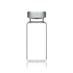 The ALK 10ml Sterile Empty Glass Vial (each) features clear USP Type I glass and a silver metal cap, shown against a white background. Price increase to $1.52 from $1.45 each effective 6/6/25.