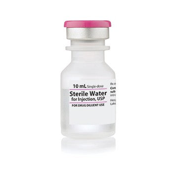 Stevie Sterile Water for Injection, USP 10mL (priced per vial) using quality syringes.